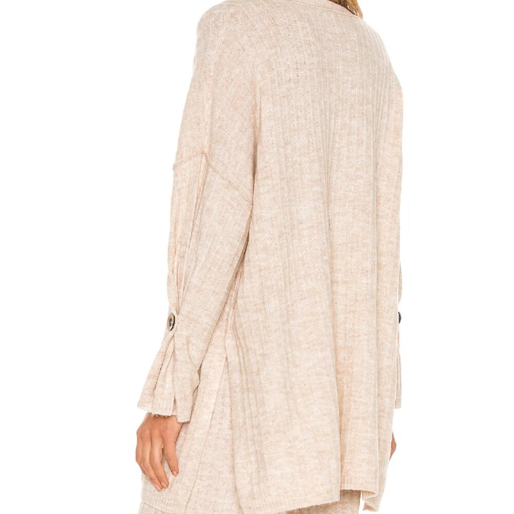 Free People New Around the Clock Pullover Ribbed Knit Sweater in Oatmeal Size XS - Picture 4 of 13